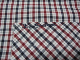 Ben Sherman, pánska modrobieločervená košeľa s dlhým rukávom 55%bavlna 45%polyester